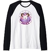 Kawaii Cat Zodiac Sign Aries Raglan Baseball Tee