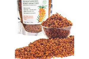 SIBERIAN GREEN Siberian Sea Buckthorn Dried Berries 7.06 oz (200 g) Unsweetened 100% Raw Natural Wild Harvested Hippophae Fruit, No Additives, High Omega-7, Sports Bars, Yogurt, Smoothie, Snacks