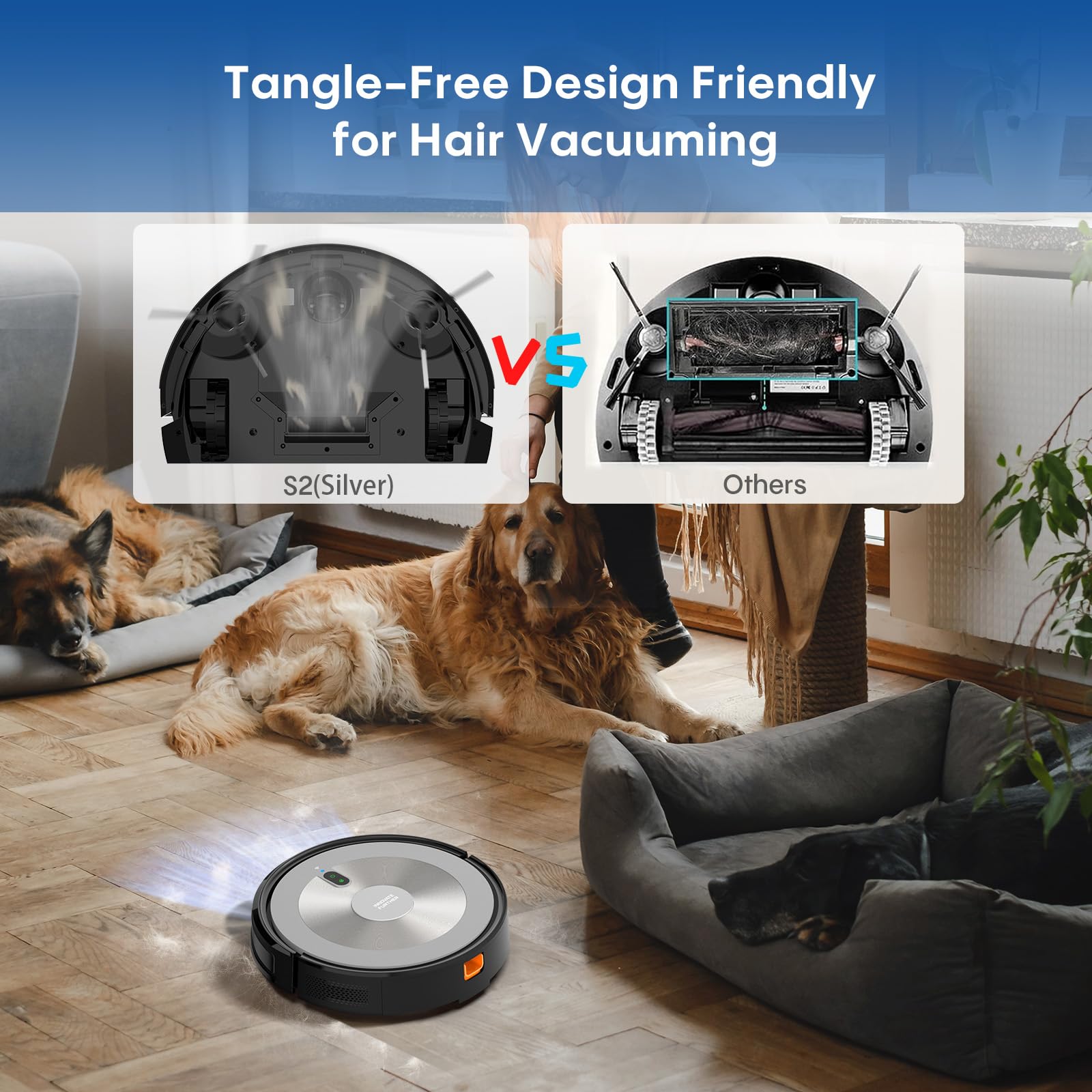Robot Vacuum Cleaner - 2-in-1 Robot Vacuum and Mop Combo, 2500Pa Suction, Smart Navigation, Alexa & Google Assistant Compatible, Auto Recharge, Anti-Fall, Pet Hair Removal, Z-Shape Cleaning Mode - Image 4