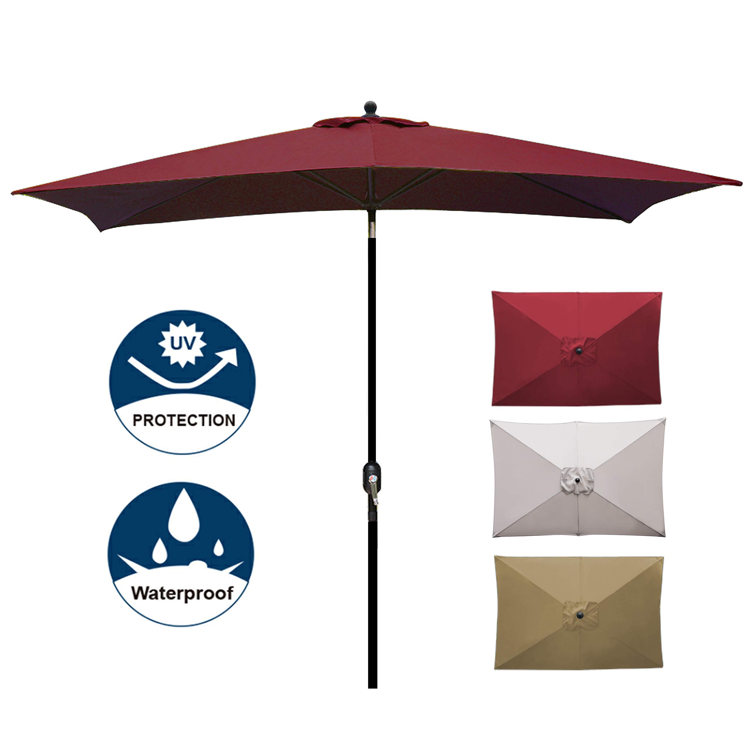 Mua Blissun 9 Outdoor Aluminum Patio Umbrella Striped Patio Umbrella Market Striped Umbrella With Push Button Tilt And Crank Red Tren Amazon Má»¹ Chinh Hang 2020 Fado