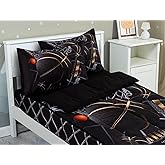Meeting Story 3pcs Kids Comforter Set Twin Zipper Bedding Set for Boys,Ball Bedding Set Sport Comforter Set for Kid,All in one Zipper Bedding(BlackGold,Twin)
