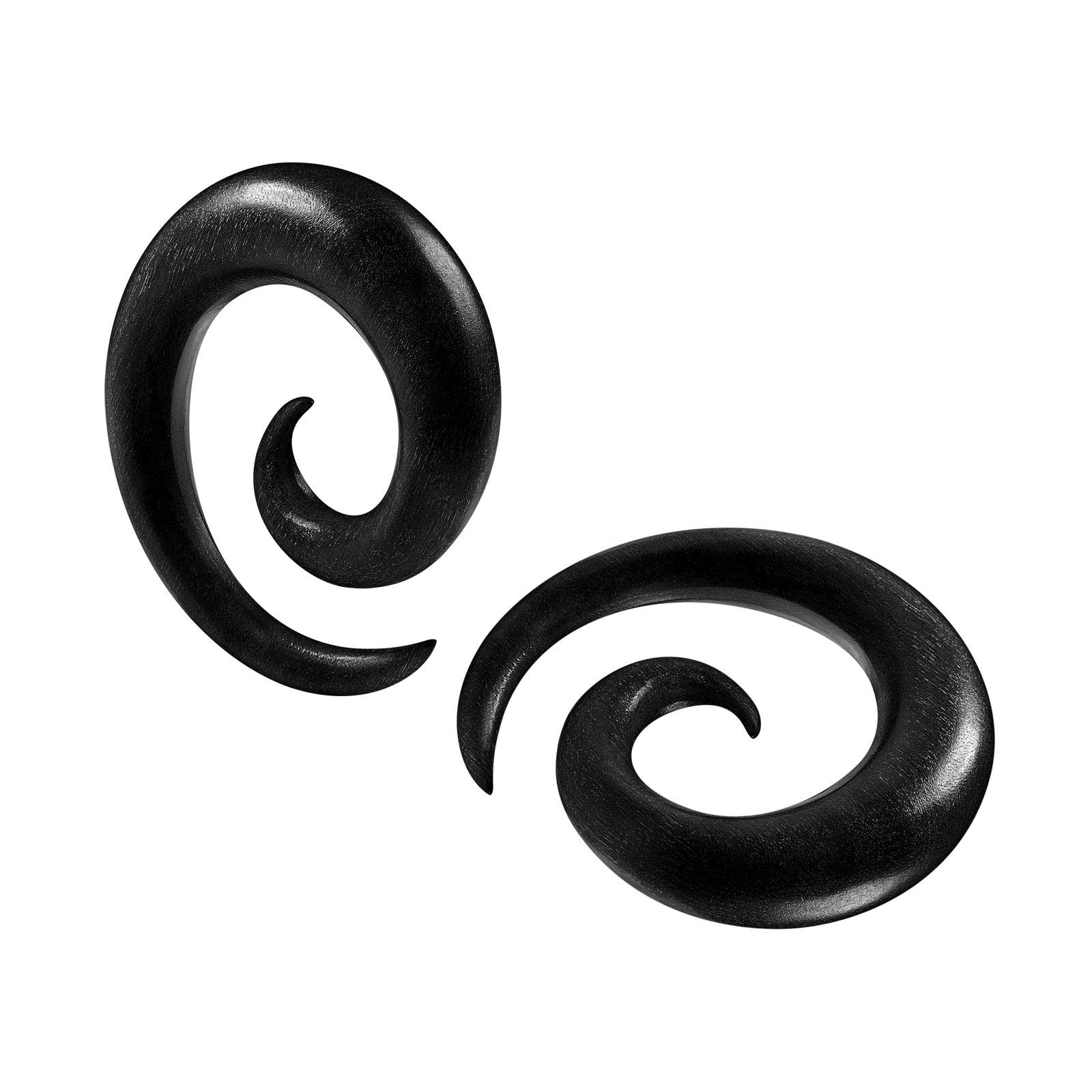 BanaVega 2PCS Wood 00g 10mm Flesh Areng spiral coil Ear Taper Stretcher Gauges Earring Piercing Jewellery 5333