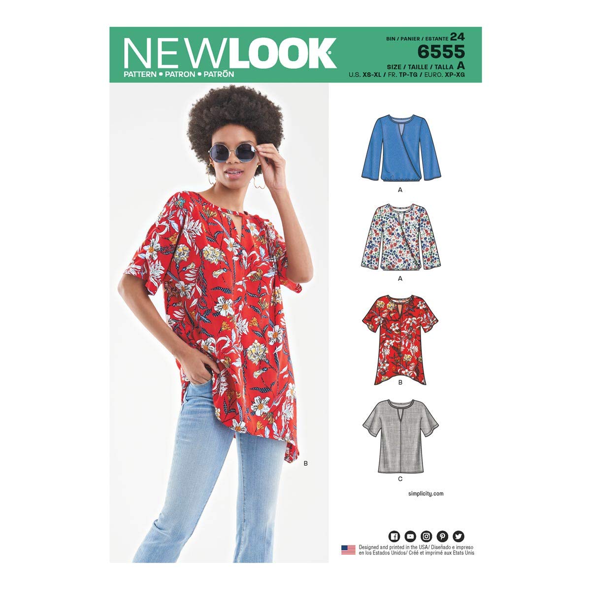 New Look Sewing Pattern Women Keyhole Shirt, Paper, White