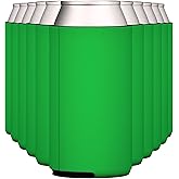 TahoeBay Slim Can Cooler Sleeves (12-Pack) Skinny Tall Cans 12 Oz Bulk Thin Seltzer Fit Sublimation Blanks for Vinyl Plain Blank Foam Beer Bottles Black White Assorted Solid Set (Kelly Green)