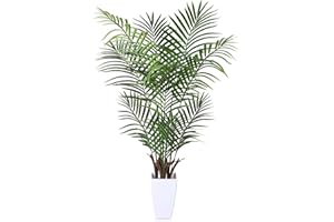 Kazeila Artificial Palm Tree 4FT Tall Faux Tropical Palm Plant with White Taper Planter Fake Greenery Potted Plant for Home Office Decor Indoor