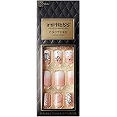 KISS imPRESS Couture Collection Press-On Manicure, Woo, with Jewelled Accents, Includes 30 Fake Nails, Prep Pad, Mini File, a