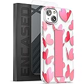 ENCASED Loop Case for iPhone 14 Plus Case with Hand Strap Phone Grip (Includes Screen Protector) Pink Butterfly