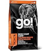 Go! Solutions Skin + Coat Care Salmon Dry Dog Food with Grains, Chicken-Free, Healthy Kibble with Omega-3s & 6s for Soft, Shiny Fur, for Puppies, Adults, & Seniors, 3.5 lb Bag