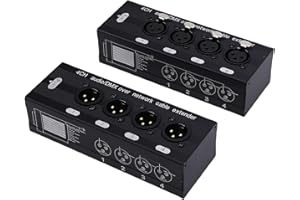 Zhjvihx 4 Channel XLR Audio and Digital Multiplex Extender, AES EBU Male and Female to RJ45 Cat5 Cat6 Cable Adapter Box for S
