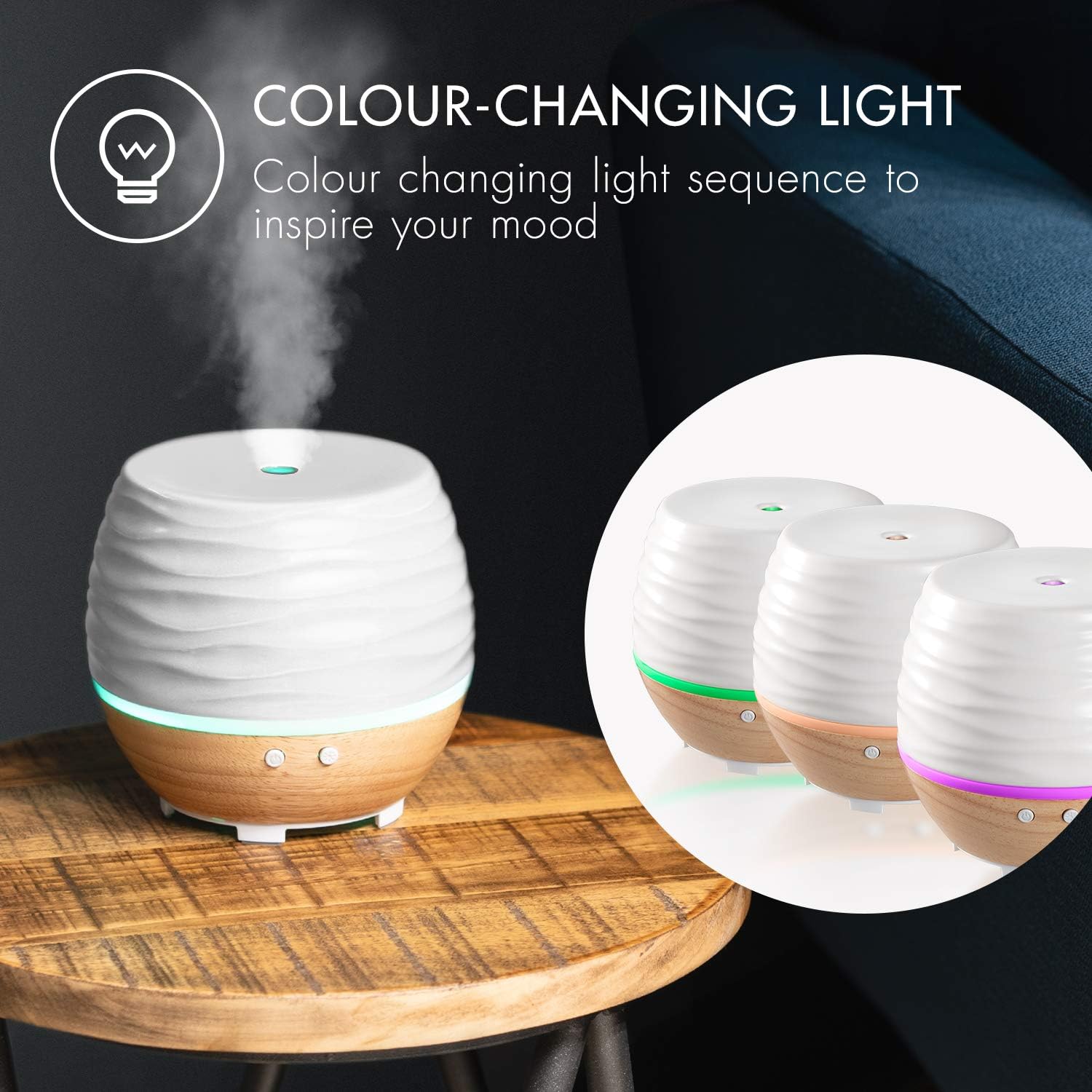 HoMedics Ellia Ascend Ultrasonic Aroma Diffuser, Soothing Mist Help to Alleviate Dry Air, Colour Changing LED Mood Lighting - Image 5