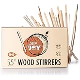 Wood Coffee Stirrers Stir Sticks - 1,000 Biodegradable Disposable Wooden Beverage Mixer with Round Ends, Made with Natural Birch Wood, Eco-Friendly BPA Free Swizzle Drinks Sticks (5.5 Inch)