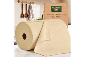 Roll of Microfiber Cleaning Cloth –100 Pack, Tear Away Microfiber Towels, Reusable, Washable, Scratch-Free, Cleaning Supplies