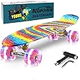 Kqpoinw Skateboards, 22" Complete Skateboard, Mini Cruiser Skateboard for Kids Boys Girls Teens Beginners with Colorful Flashing Wheels Skate Tool, Kids Children's Day Gift