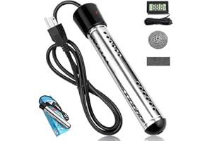 LAKKZOOM 2000W Immersion Water Heater,Portable Hot Water Heater with Digital LCD Thermomete for Mini Pool Bathtub,Bucket Heater Camp Heater with Thermometer Heat 5 Gallons of Water in Minutes,UL Listed