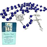 Westmon Works Miraculous Medal Rosary Set Glass Beads Metal Crucifix and Centerpiece with Holy Card