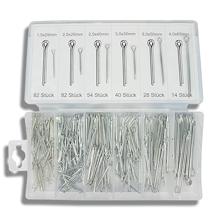 HSM Splinte Sortiment 300 Teile Splint Splintsicherung Sicherungssplinte Sicherungsstifte gerade