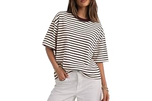 CHYRII Womens Oversized Striped T Shirts Short Sleeve Fashion 2026 Casual Crewneck Summer Y2K Clothes