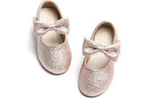 PHIRAMIN Flower Girl Dress Shoes - Girl Ballet Flats Toddler Little Kid Wedding Party