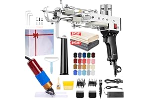 BESGEER Rug Tufting Gun with Carpet Trimmer Kit - Tuft Gun with Tufting-Shears, 2 in 1 Cut Loop Pile Carpet Gun& Carving Clippers, Rug Maker Machine Starter Kit& Trimmer& Cloth& Yarn（Olive Black）