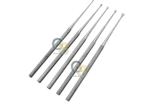 G.S SURGICAL G.S 5 PCS Set Buck Ear CURETTES 6-1/2" Blunt STR ENT