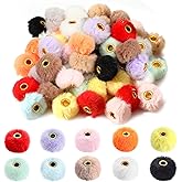 LXUEJIE 50Pcs Fluffy Beads for Beadable Pens, Mixed Color Fuzzy Faux Fur Pom Poms Beads Soft Fuffy Spacer Bead for Bracelets Jewelry Making Keychains Earrings DIY Crafts Handicrafts Accessories