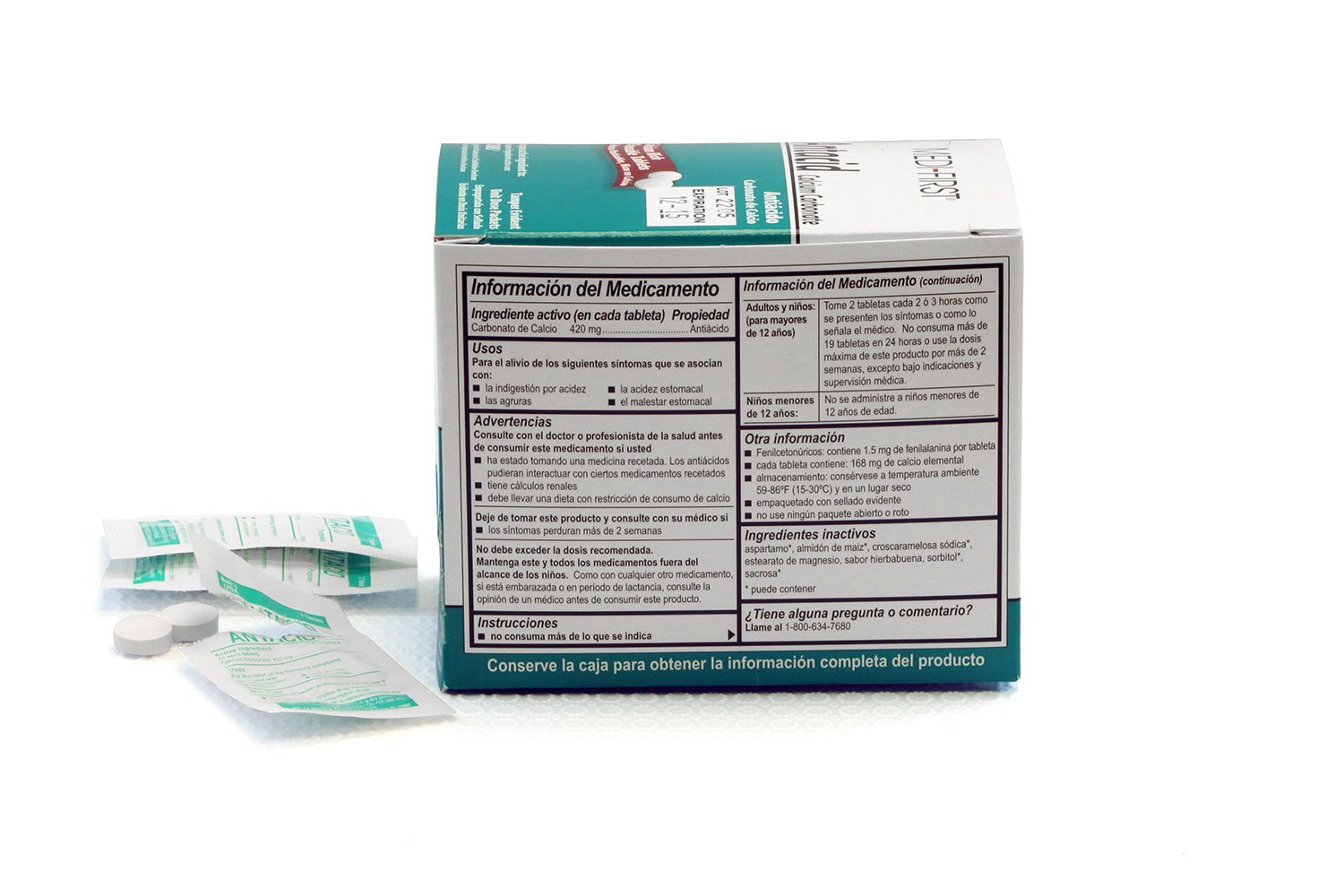 Medi-First 80233 Chewable Mint Antacid Tablets, 100 Count