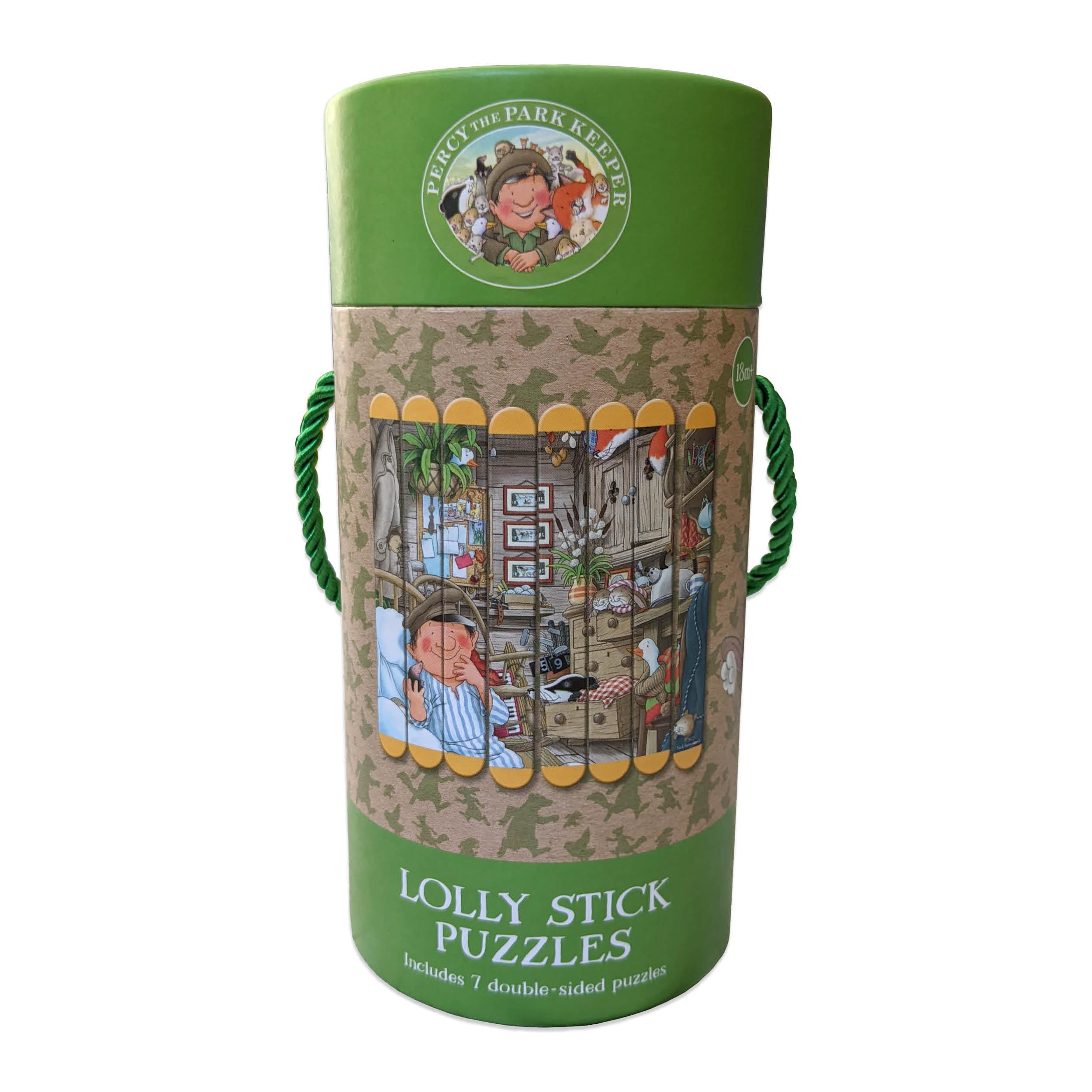 Percy the Park Keeper Lolly Stick Puzzle by Robert Frederick. - For Ages 18 months to 5 years – Double-Sided Puzzle Fun