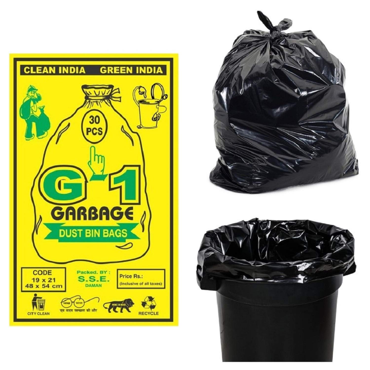 G 1 Plastic Garbage Bags Black Medium Pack Of 10 300 Bags Amazon In Home Kitchen