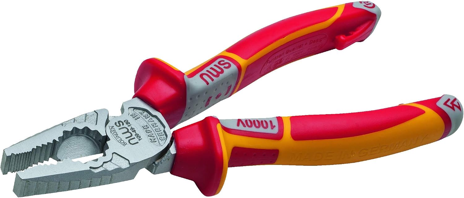 NWS 109-49-VDE-180-SB VDE Number 109-49 "CombiMax Combination Pliers, Silver/Red/Yellow, 180 mm