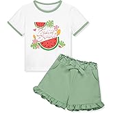 Resinta Toddler Baby Girl Summer Outfit Cotton T Shirt and Shorts Set Cute Casual Top Tee Shorts Pant Girls Clothes Set