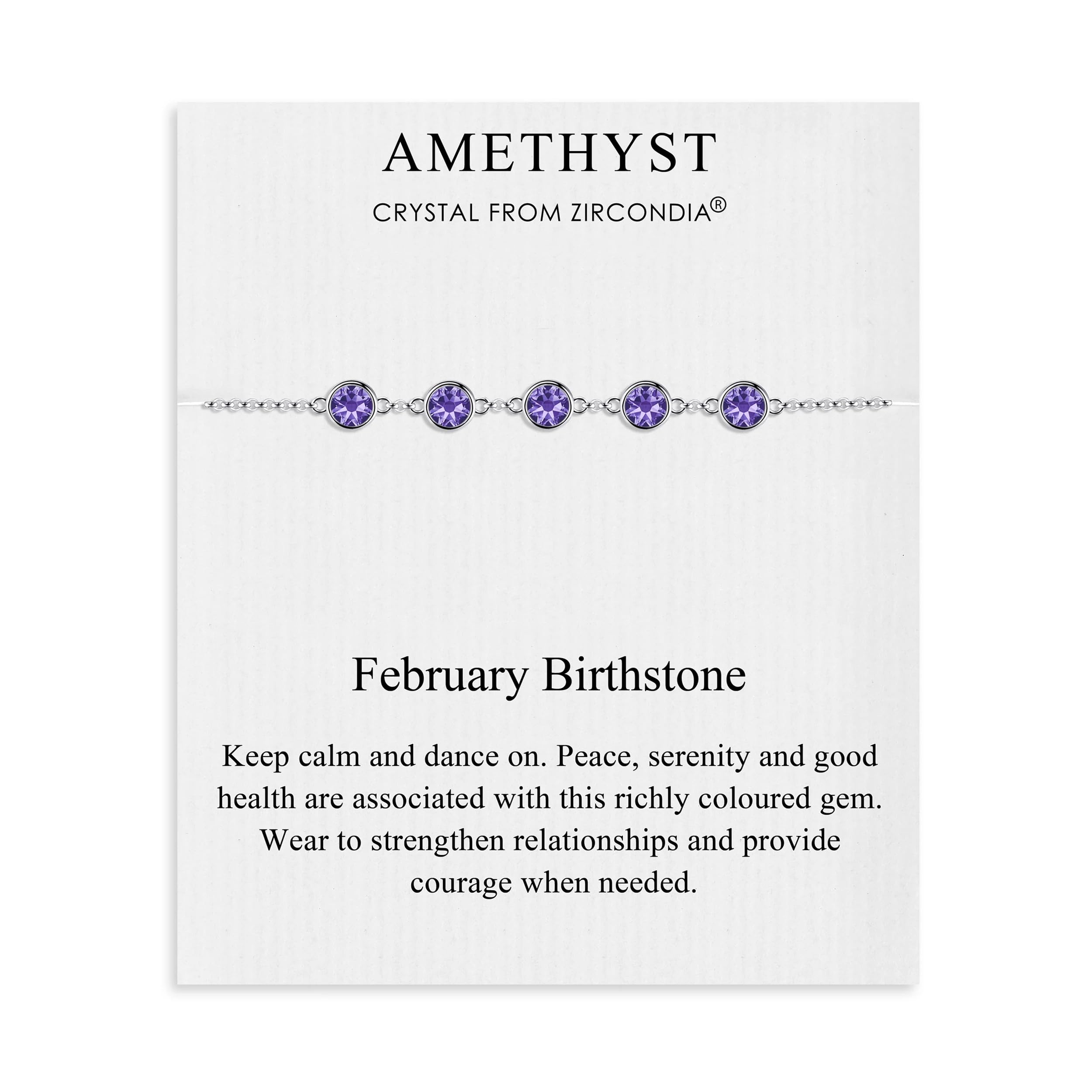 Philip Jones February Birthstone Bracelet Created with Amethyst Zircondia® Crystals