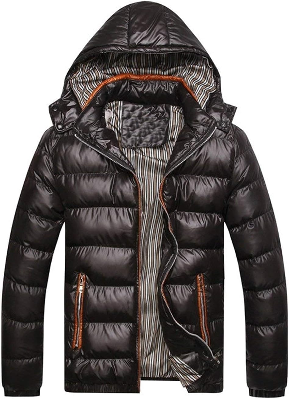 Men's Warm Waterproof Down Alternative Coat Hood Winter Outwear Jacket Unique Long Sleeve Hooded
