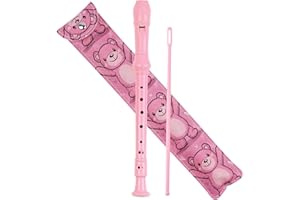 Haecsfl Recorder Instrument for Beginner Kids Adults,8-Hole Soprano Descant Recorder Music Flute with with Cleaning Rod & Leather Case For School Student Home Entertainment(2-Bear）