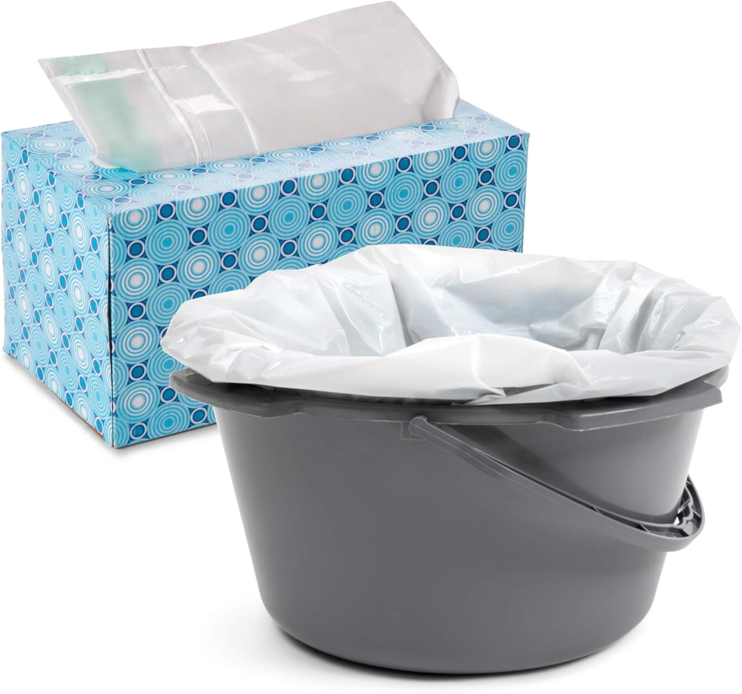 Bedside Commode Liners Disposable Bulk 50 Pack - Elderly, Sick Patients, Adult Health - Comode Liner Bags for Portable Toilet, Bedpan Bowl, Potty Chair Liners Plastic Camode -Leak-Proof, Biodegradable: Health & Personal Care