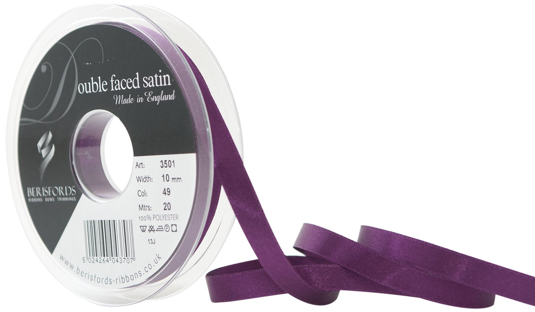 Berisfords Ribbon, Plum, 10 mm