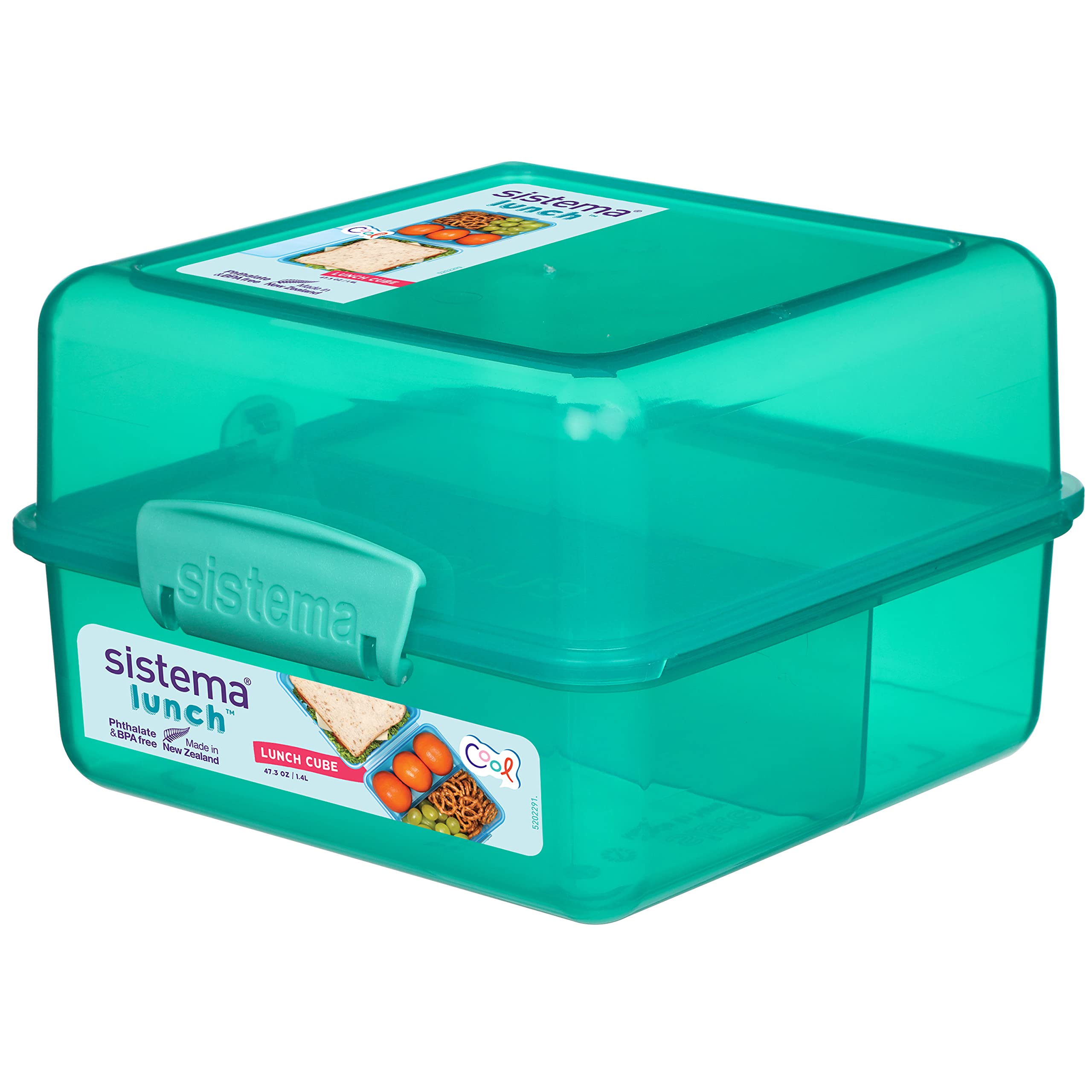 Sistema Lunch Box with Compartments | 1.4 L Lunch Cube | Food Storage Container with Lid | BPA-Free | Assorted Colours (Not Selectable)