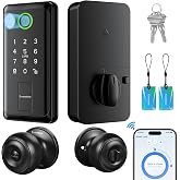 Evanshow WiFi Bluetooth Keypad Door Lock with Handle,Keyless Entry Door Lock, Electronic Digital Keypad Deadbolt with App, Keyless Entry Fingerprint Lock Auto Lock, Front Smart Door Handle Sets