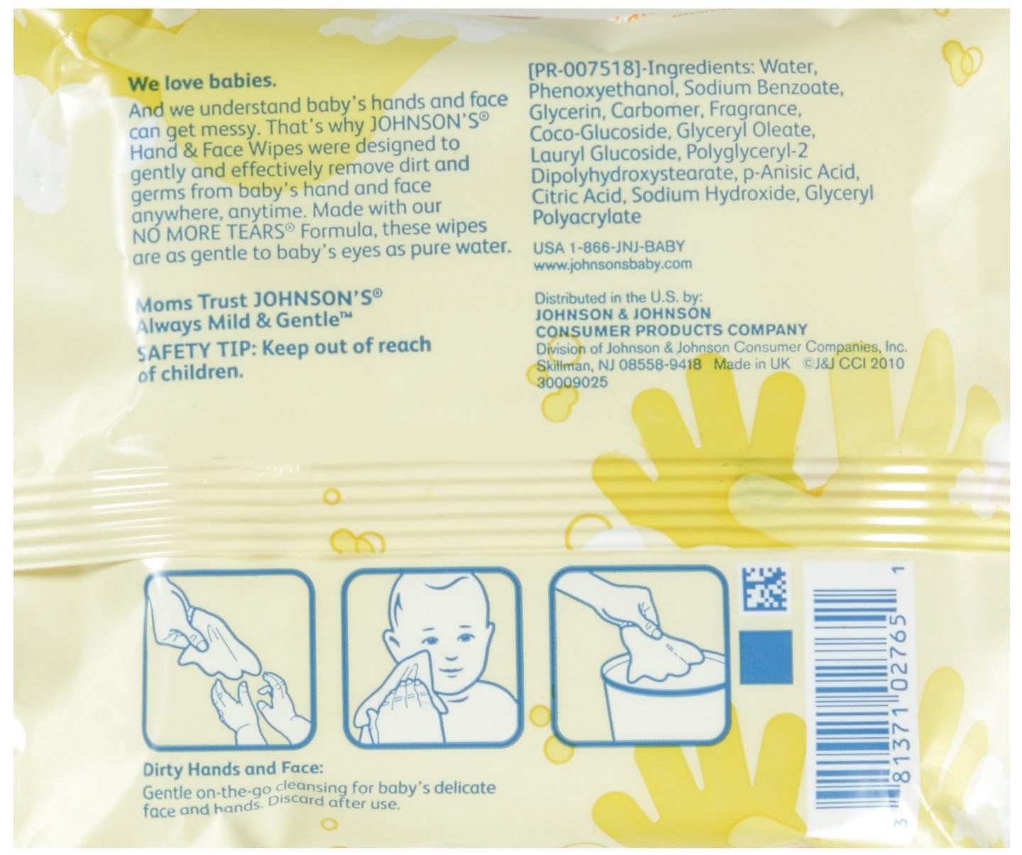 johnson baby face wipes