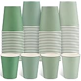 NatNarr 100 Pack Sage Green Paper Cups 9oz Gradient Sage Green Party Cups Disposable Paper Cups, Drinking Cups for Wedding Birthday Baby Shower Party Supplies