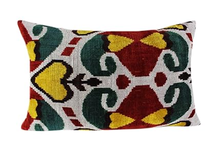 Amazon Com Black Fig Designs Silk Velvet Ikat Pillow Cover Vp11