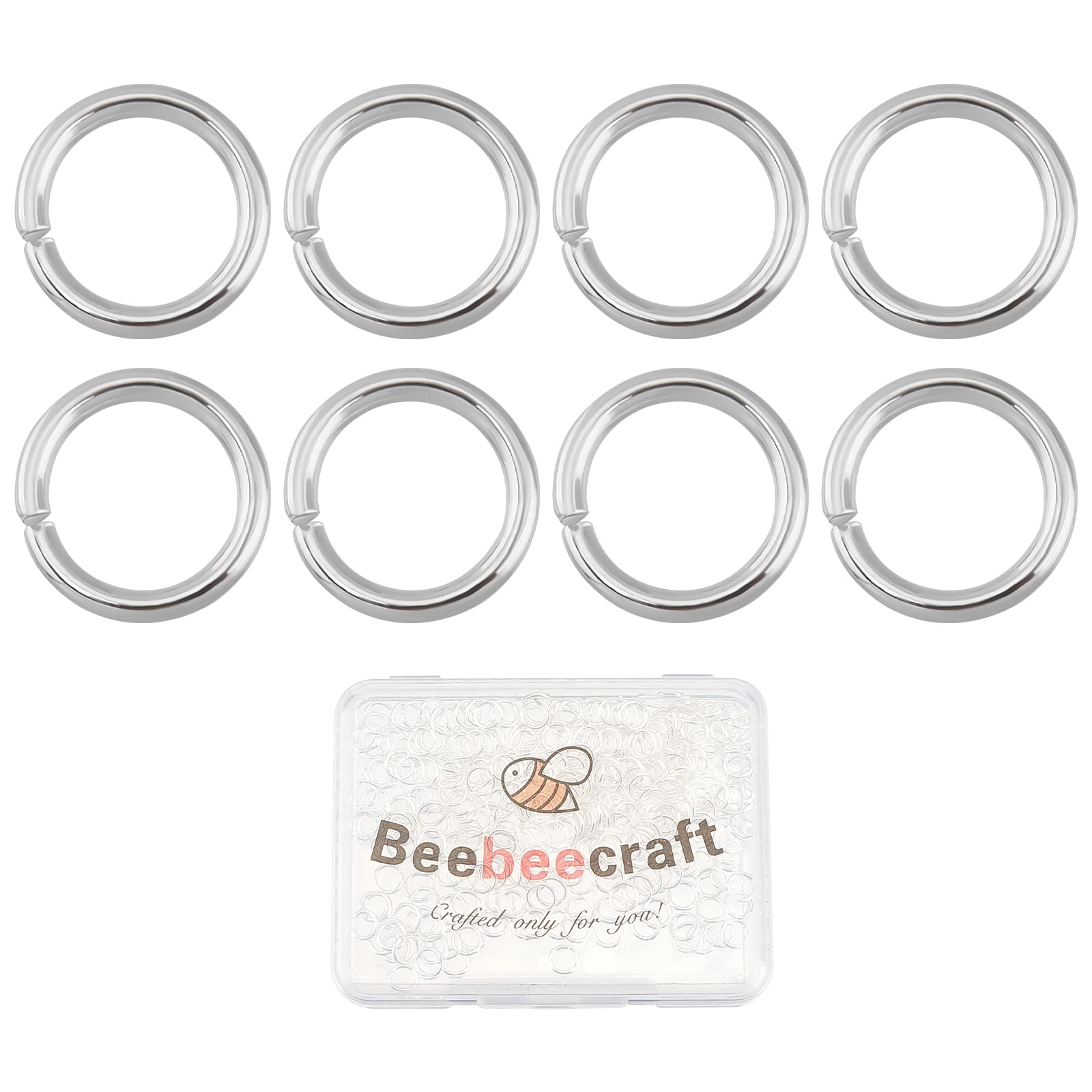Beebeecraft 300Pcs/Box 5mm Jump Rings 925 Sterling Silver Plated Open Jump Rings for Jewellery Making Necklace Keychains Connector