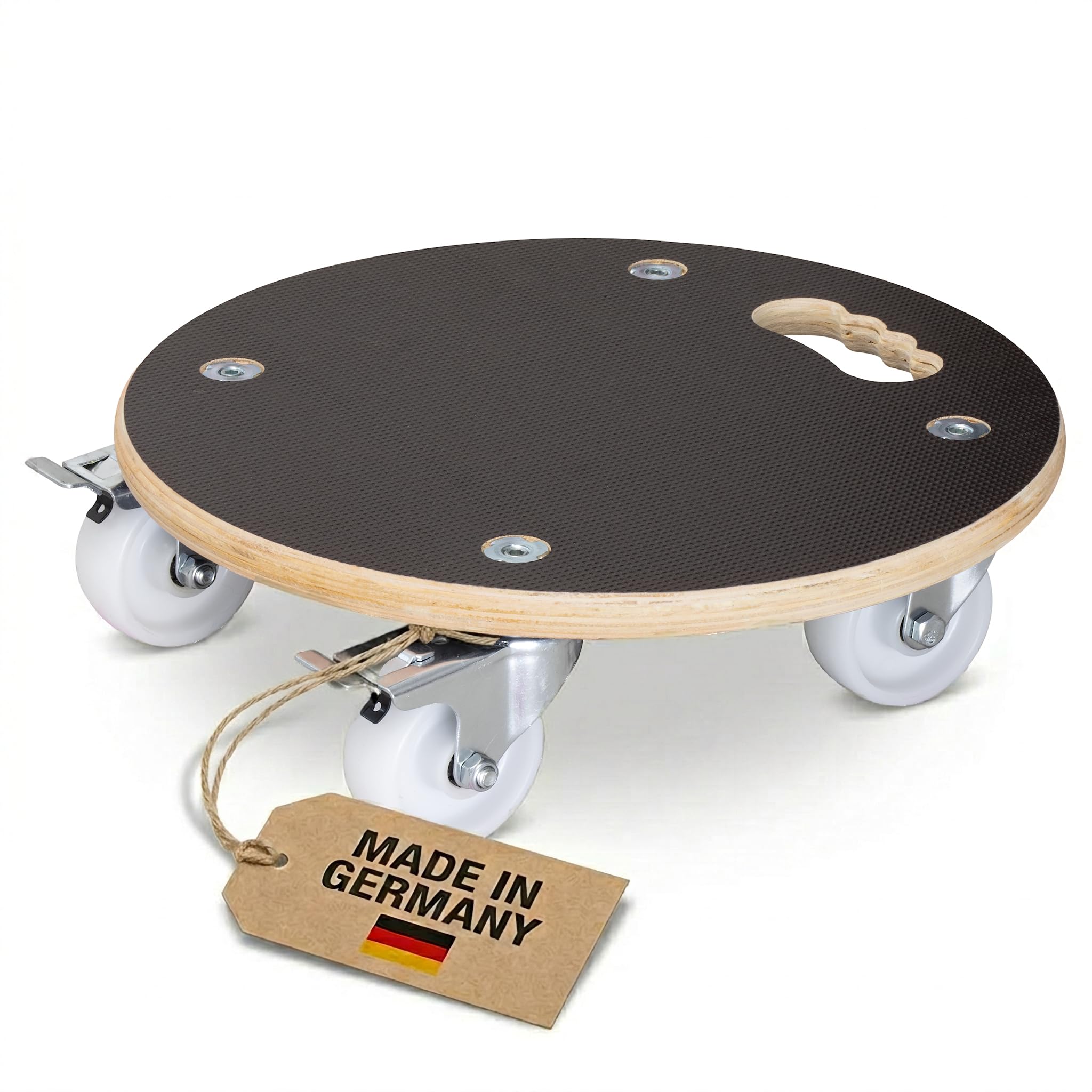 WAGNER Plant trolley MAXIGRIP Ø 38 x 11 cm I Container trolley for indoor + outdoor I FSC -certificated tranport helper wood with 2 total breaks I Load capacity 250 kg I Made in Germany - 20110701