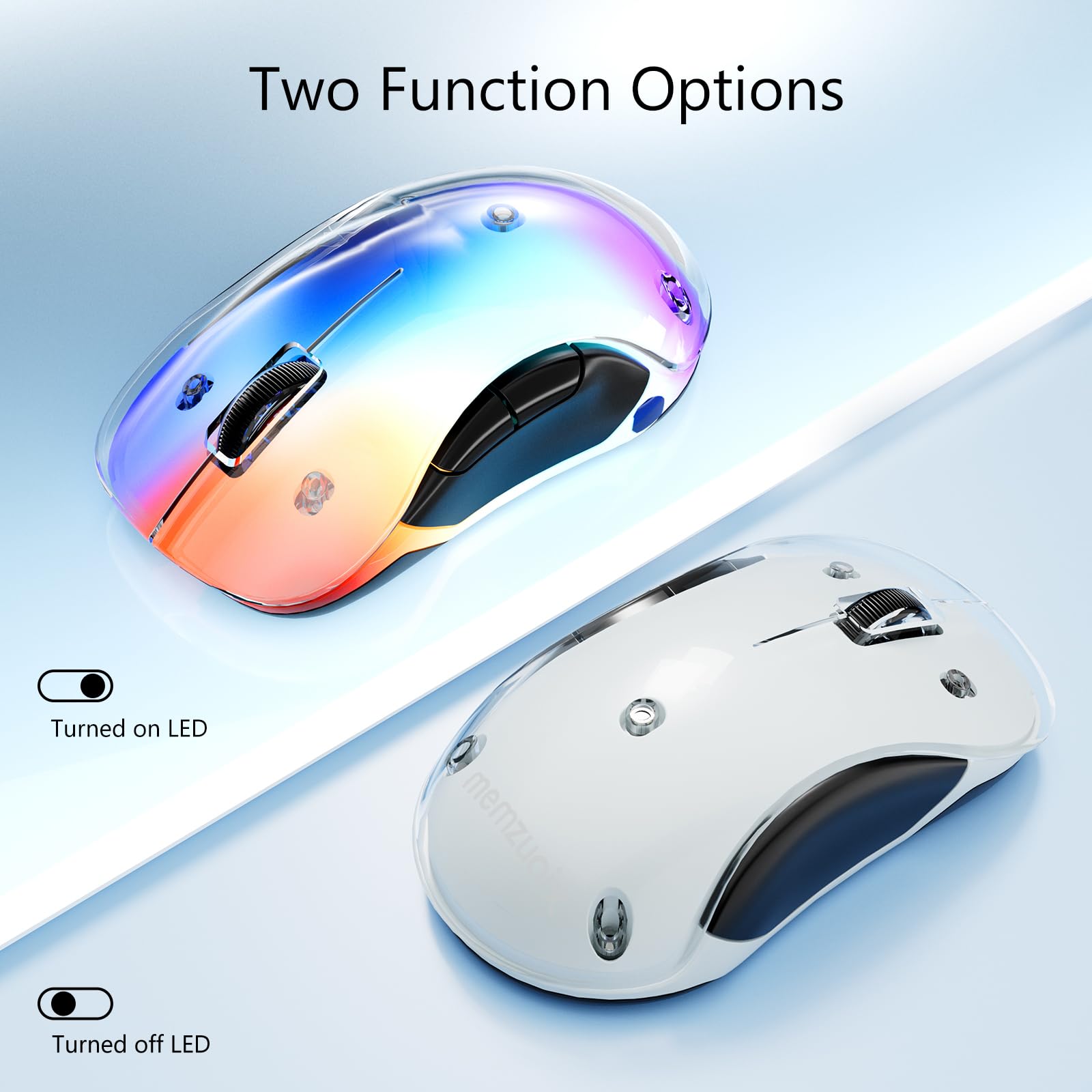 memzuoix 2.4G LED Wireless Mouse, Rechargeable Ergonomic Mouse with Detachable Cover, 1200 DPI Portable Optical Computer Mouse with USB Receiver for Laptop, PC, Desktop and MacBook, 5 Buttons