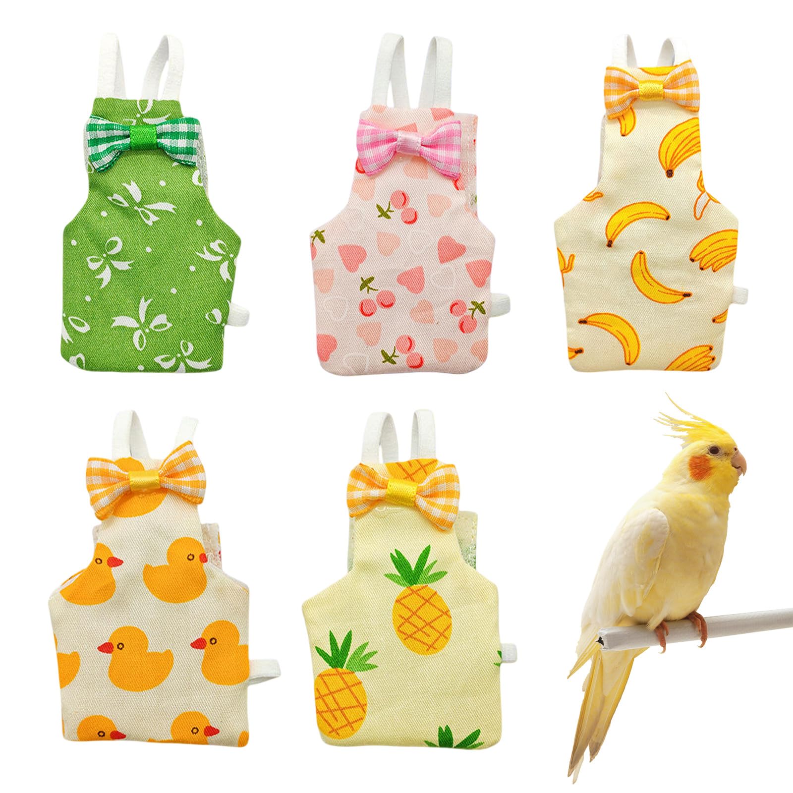 Photo 1 of Bird Diaper, 5pcs Bird Diapers with Waterproof Inner Cute Style Pigeon Pants Chicken Diapers for Indoor Chickens Duck Parakeet Cockatiel Mini Macaw Budgie Canary Monk Parakeet Lory (M)