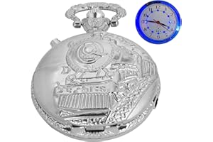 WHODOIT Pocket Watch with LED Lights, Creative Arabic Numeral Dial for Men's Pocket Watch
