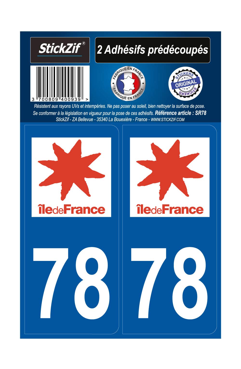 STICKZIF SR78 2 Adhesive Stickers 78 region, Set of 2