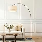 Brightech Mason Arc Floor Lamp - Modern Corner Standing Lamp with Unique Hanging Drum Lamp Shade for Living Room - Bright Ove