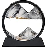 Mvxctfi Black Moving Sand Art Decor - 3D Deep Sea Sandscape, Round Glass Desk Decor with Liquid Motion, Relaxing Desktop & Home Decoration-10 Inch