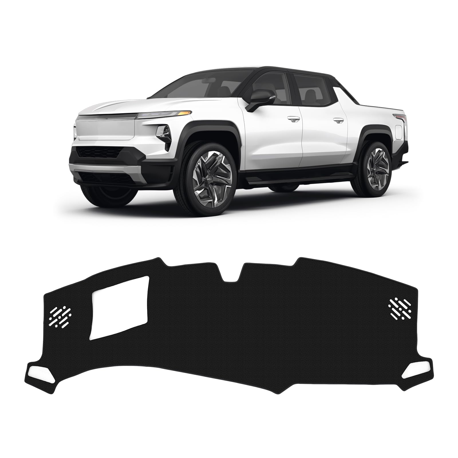 Photo 1 of FIILINES Dash Cover Fit for 2024-2025 2026 Chevrolet Chevy Silverado EV Accessories Dashboard Mat for Silverado Accessories Dash Cover Sunshade Nonslip Mesh Protector No Glare Black (Only fit WT)
