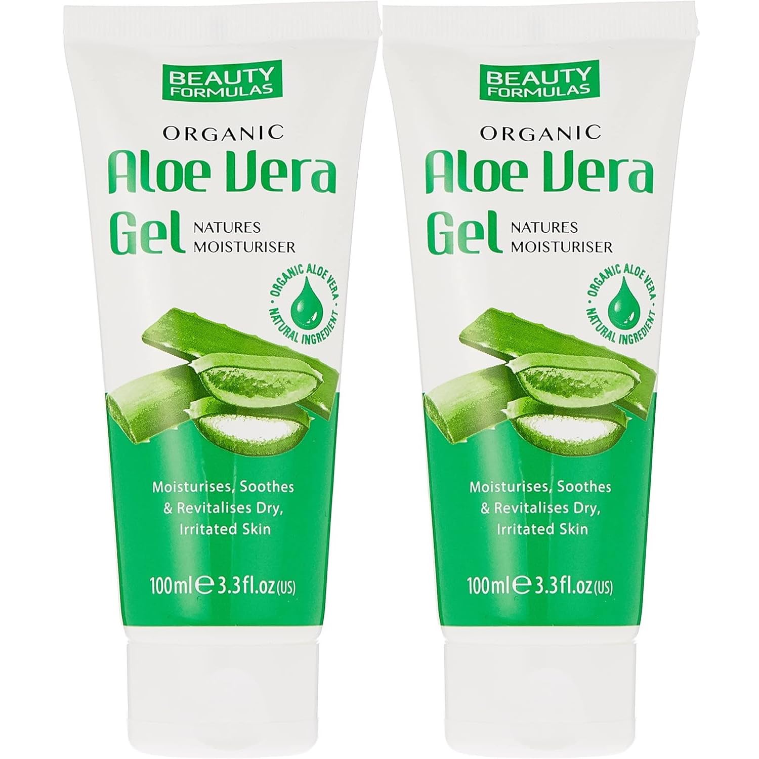 2 x Organic Aloe Vera Gel 100ml (Pack of 2) – Nature's Moisturiser for Soothing, Hydrating, and Skin Renewal